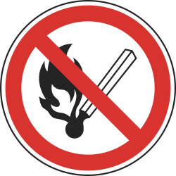 Табличка Р 02 "Запрещается пользоваться открытым огнем и курить"